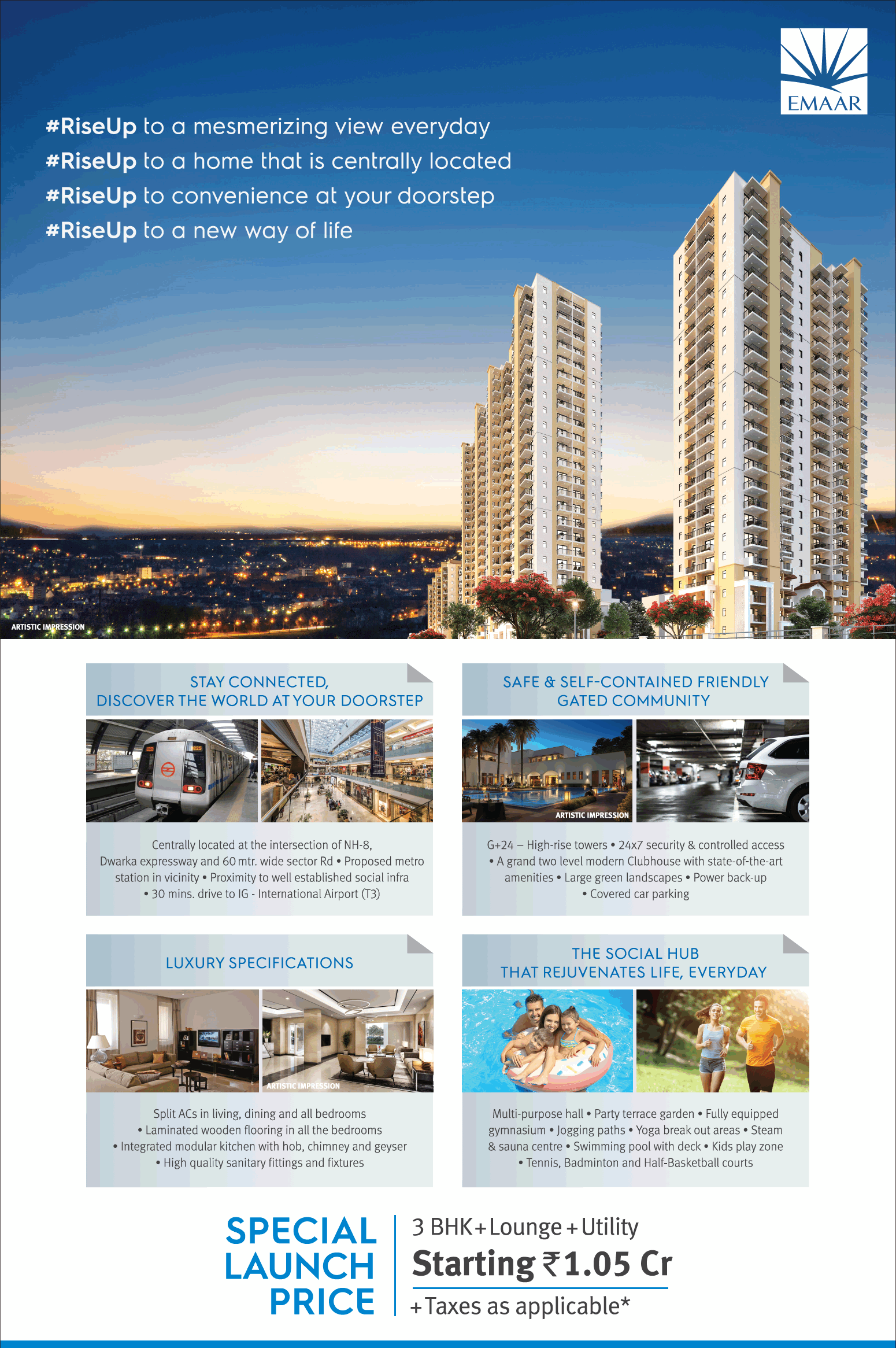 Book luxury specifiaction at Emaar Palm Heights in Gurgaon Update